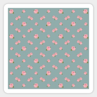 Pink Roses Pattern on Teal Sticker